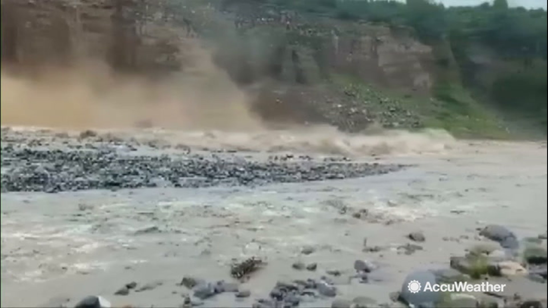 Heavy rain created a mess across the Himalayan region of India on Aug. 18. Landslides blocked and damaged roads, while flash flooding threatened homes along streams.