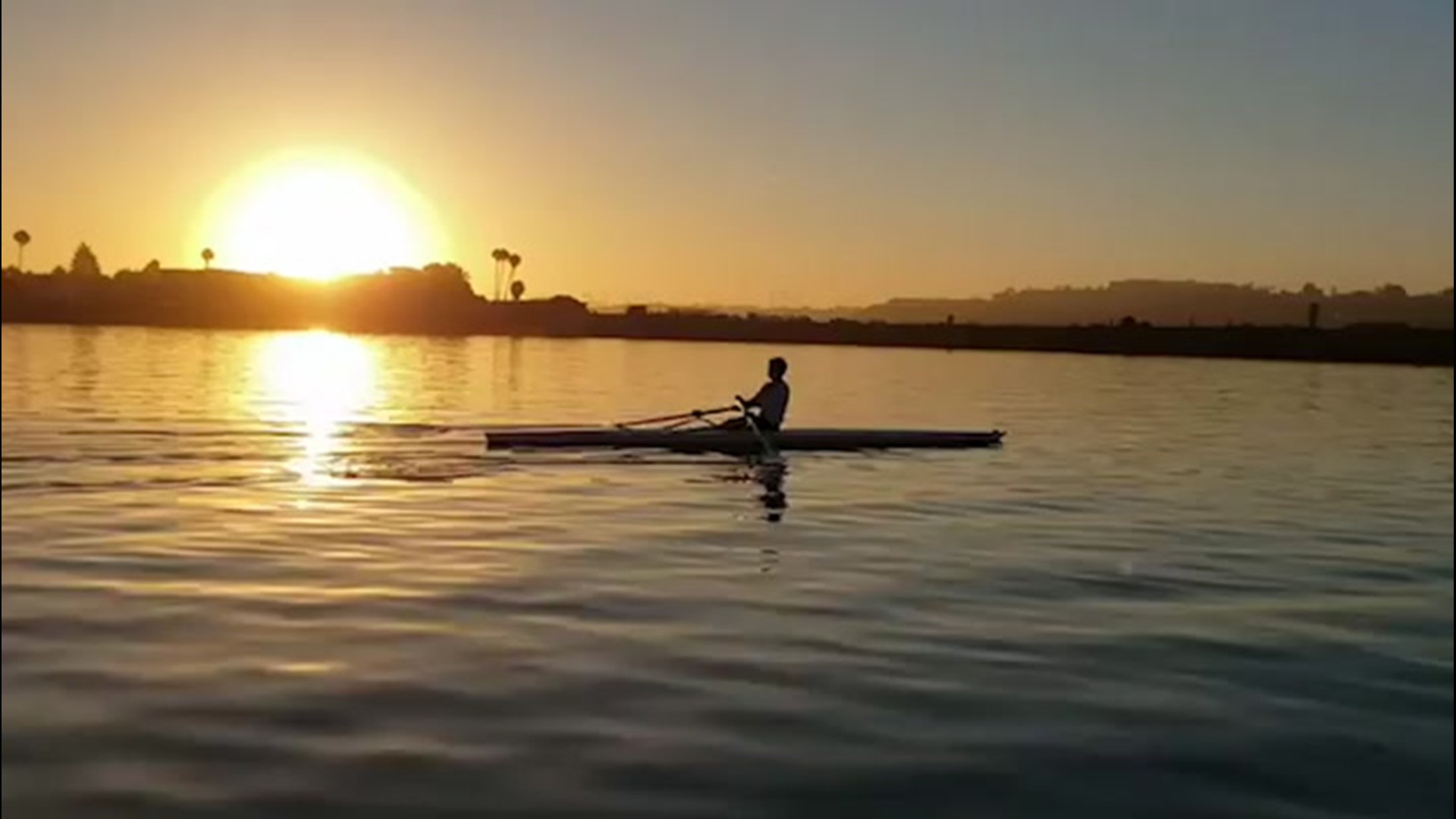 This was a perfect morning to go rowing on a boat in this lake south of Santa Monica, California, on July 31.