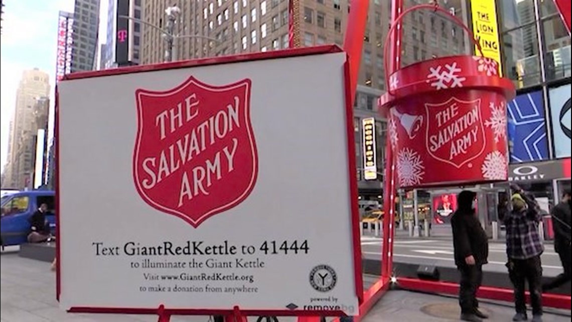 The world's biggest red kettle set up in New York