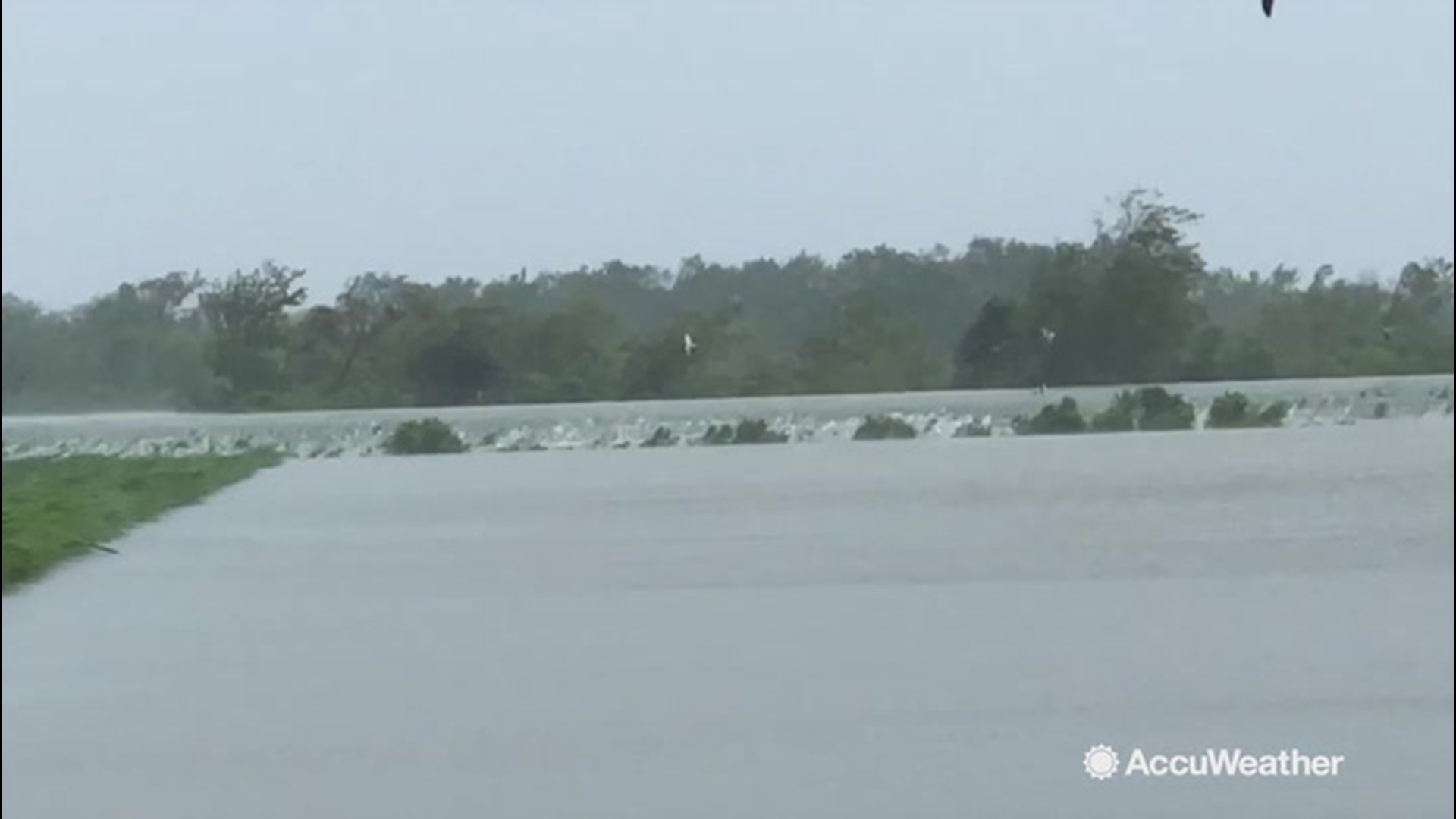This levee in St. Mary's Parish, Louisiana was breached in the midst of Hurricane Barry on July 13.  Flooding remains a threat in the area.