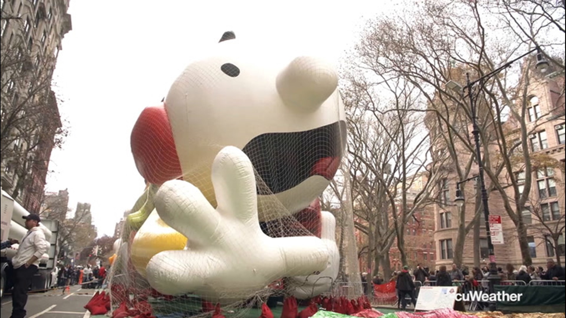 Balloons inflate as preparations for the Macy's parade continues