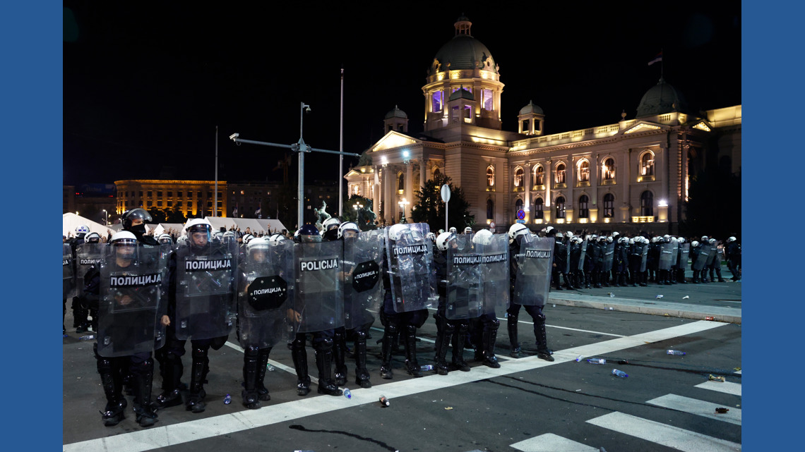 Riot police separate opponents, loyalists of Serbia's president as ...