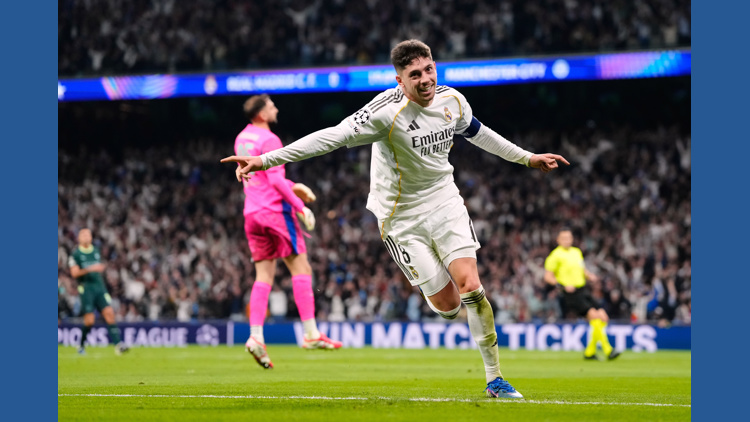 Real Madrid's Valverde scores first-half hat trick against Man