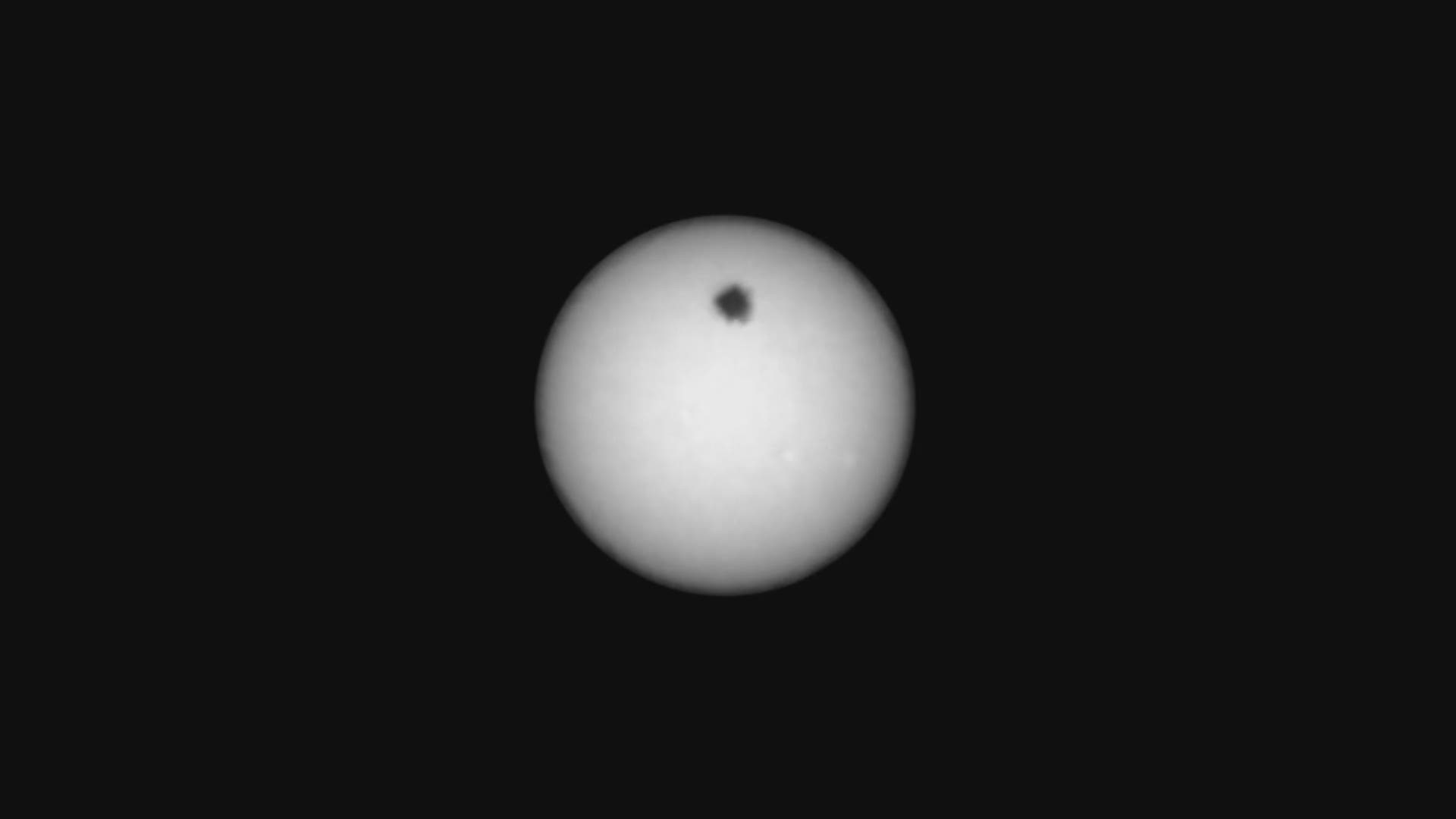 This series of images shows the Martian moon Deimos as it crossed in front of the Sun, as seen by NASA's Curiosity Mars rover on Sunday, March 17, 2019. (NASA)