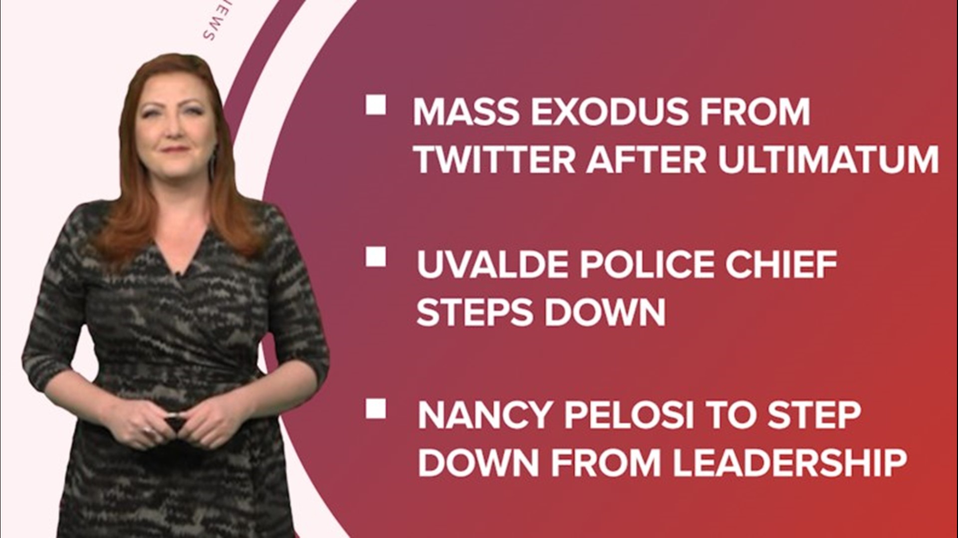 A look at what is happening in the news from more employees leaving Twitter to Nancy Pelosi stepping down from leadership and more Taylor Swift ticket drama.