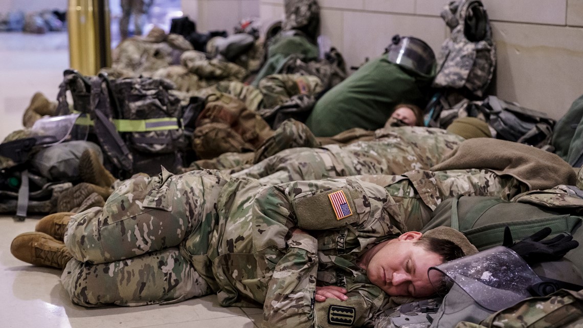 National Guard Troops Sleep On Capitol Floor Before Impeachment King5 Com