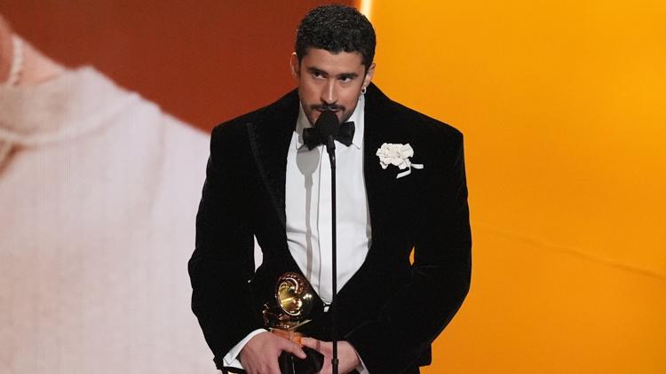 Bad Bunny accepts the award for best música urbana album for "Debí Tirar Más Fotos" during the 68th annual Grammy Awards, Feb. 1, 2026, in Los Angeles