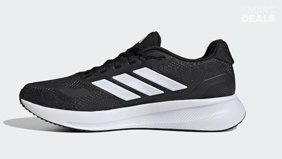 adidas gazelle silver green womens Men's Wide Fit adidas Runfalcon 5 Walking/Running Sneakers, Black/White / 11.5 / 2E