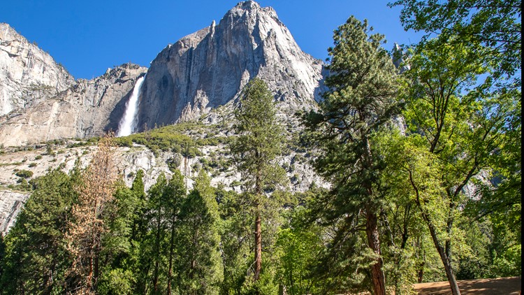 In this May 27, 2020, photo provided by the National Park Service, Yosemite Valley School, lower right, stands in Yosemite National Park, Calif. (Jamie Richards/National Park Service via AP)