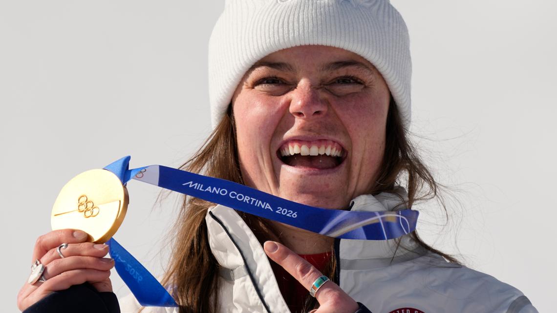Breezy Johnson’s gold snapped after she jumped in celebration