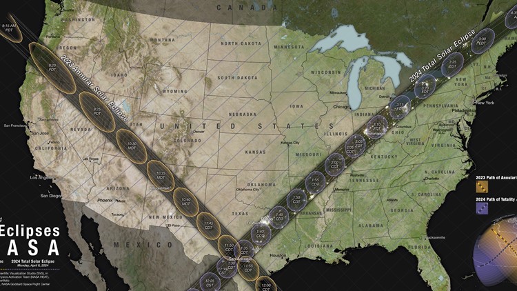 NASA map shows exactly where to see US's upcoming solar eclipses