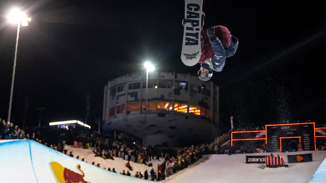 Chase Josey of the United States competes during the final run of the Snowboard Halfpipe World Cup at Laax Open on Jan. 17, 2026, in Laax, Switzerland