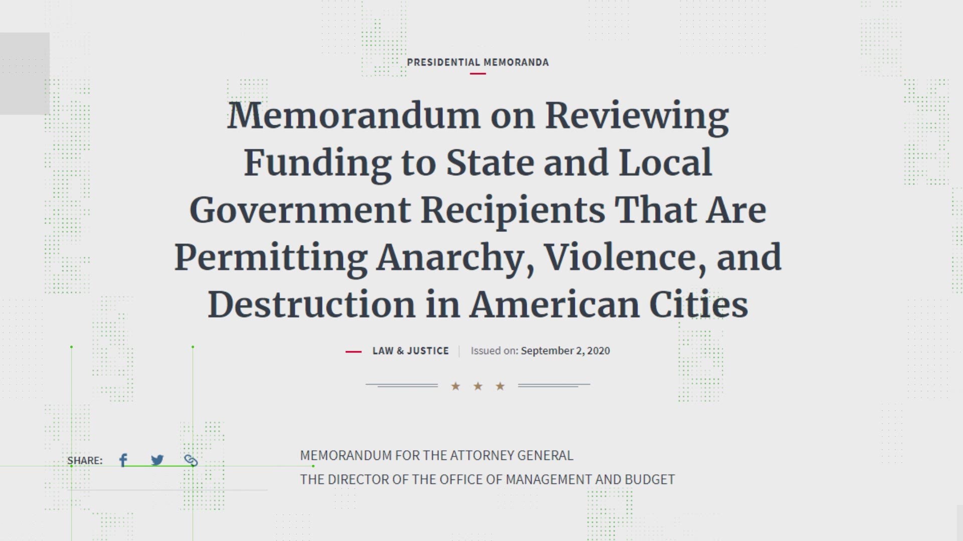 A new memo from the President calls for federal funding to be withheld from Portland, Seattle and other cities that they call "anarchist jurisdictions"