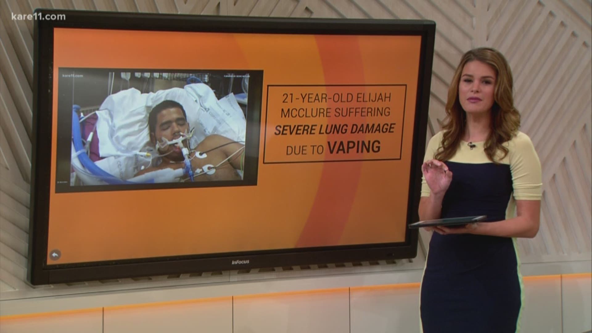 a 21-year-old MN man is in the hospital, and his family says it's because of vaping.