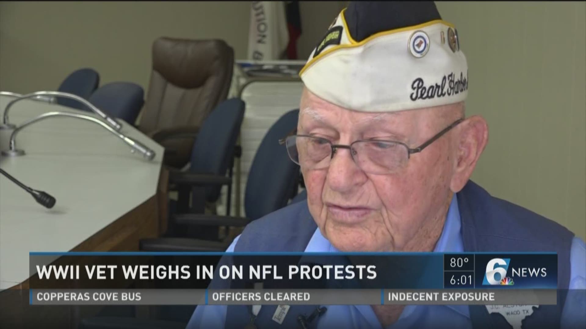A local Pearl Harbor survivor is speaking out against NFL players taking a knee during the national anthem.