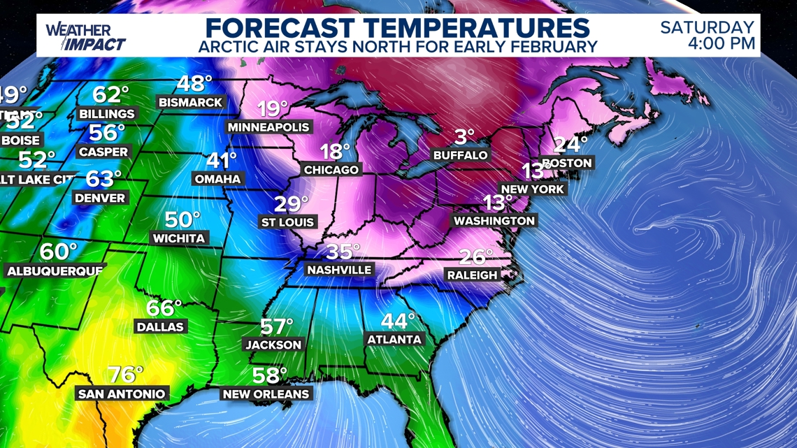 Cold arctic air remains locked in the Northeastern US
