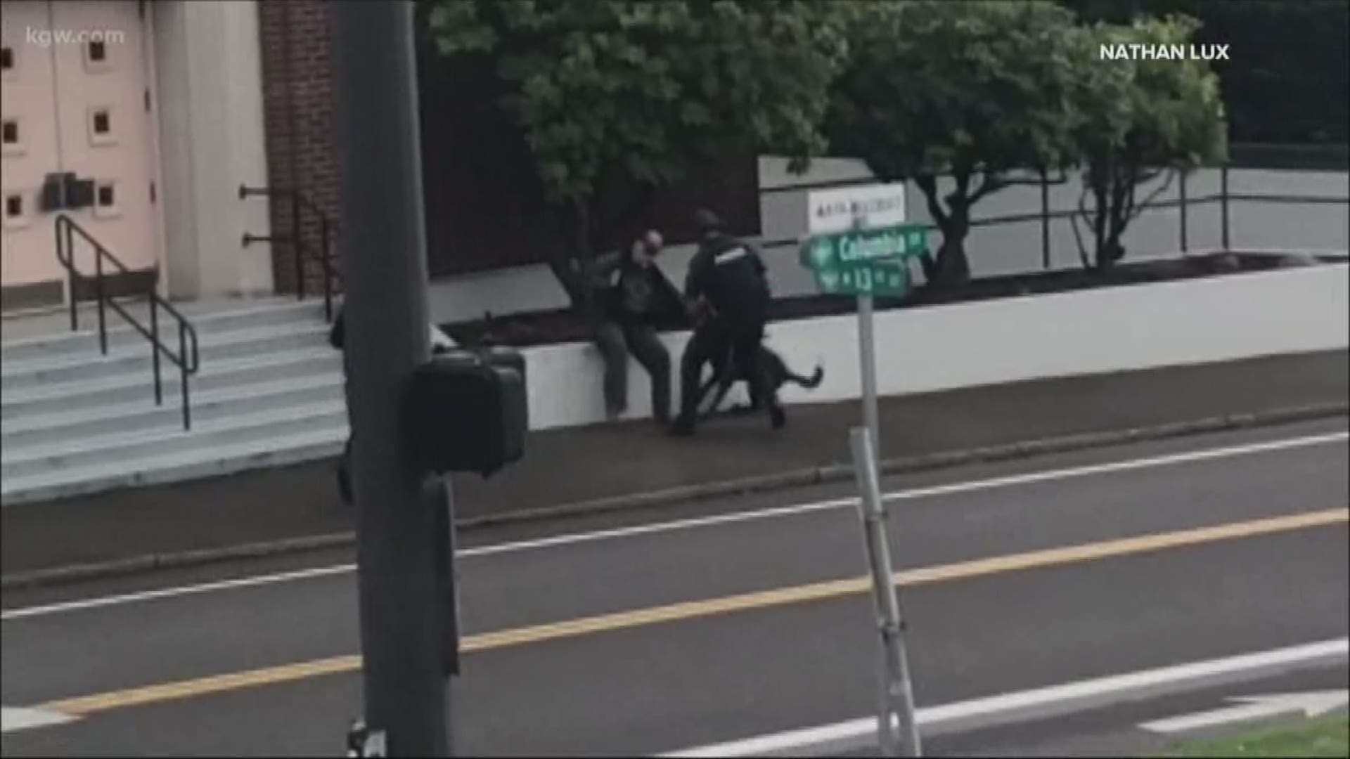 Police K9 attacks bystander on sidewalk