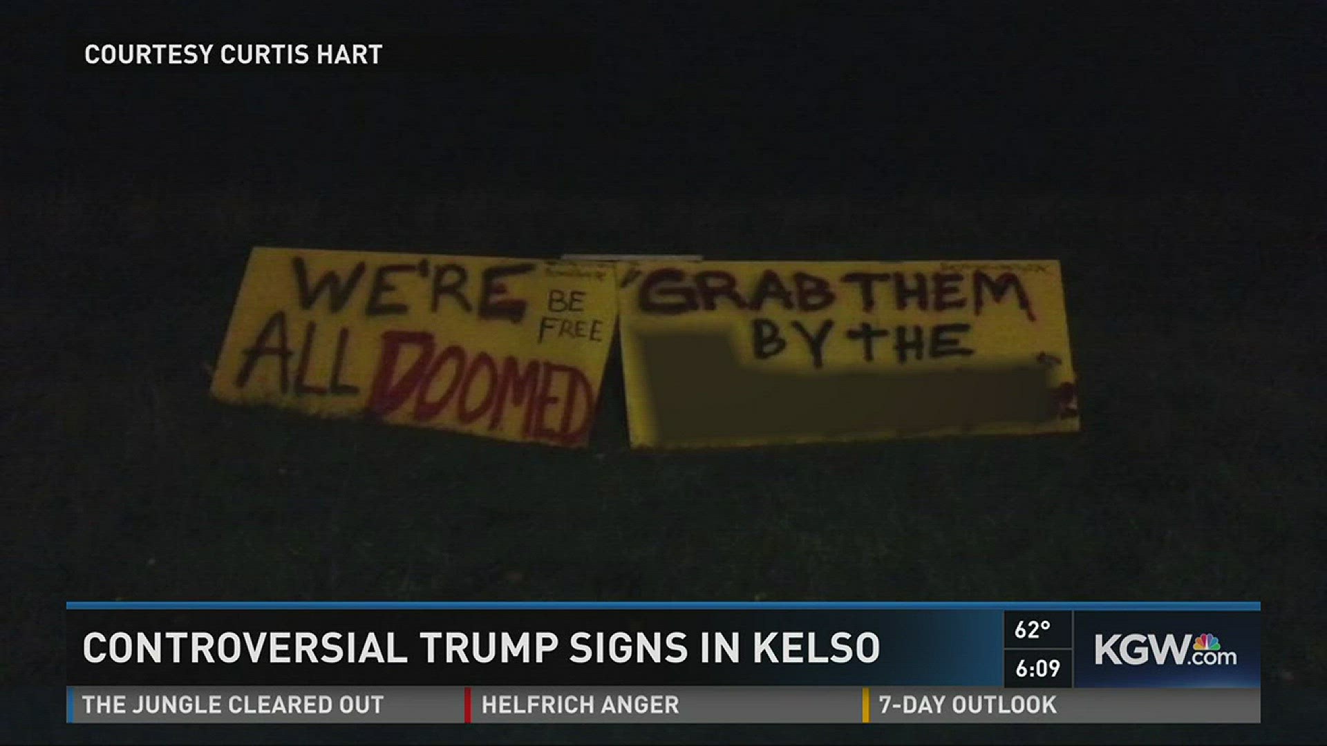 Controversial Trump signs in Kelso