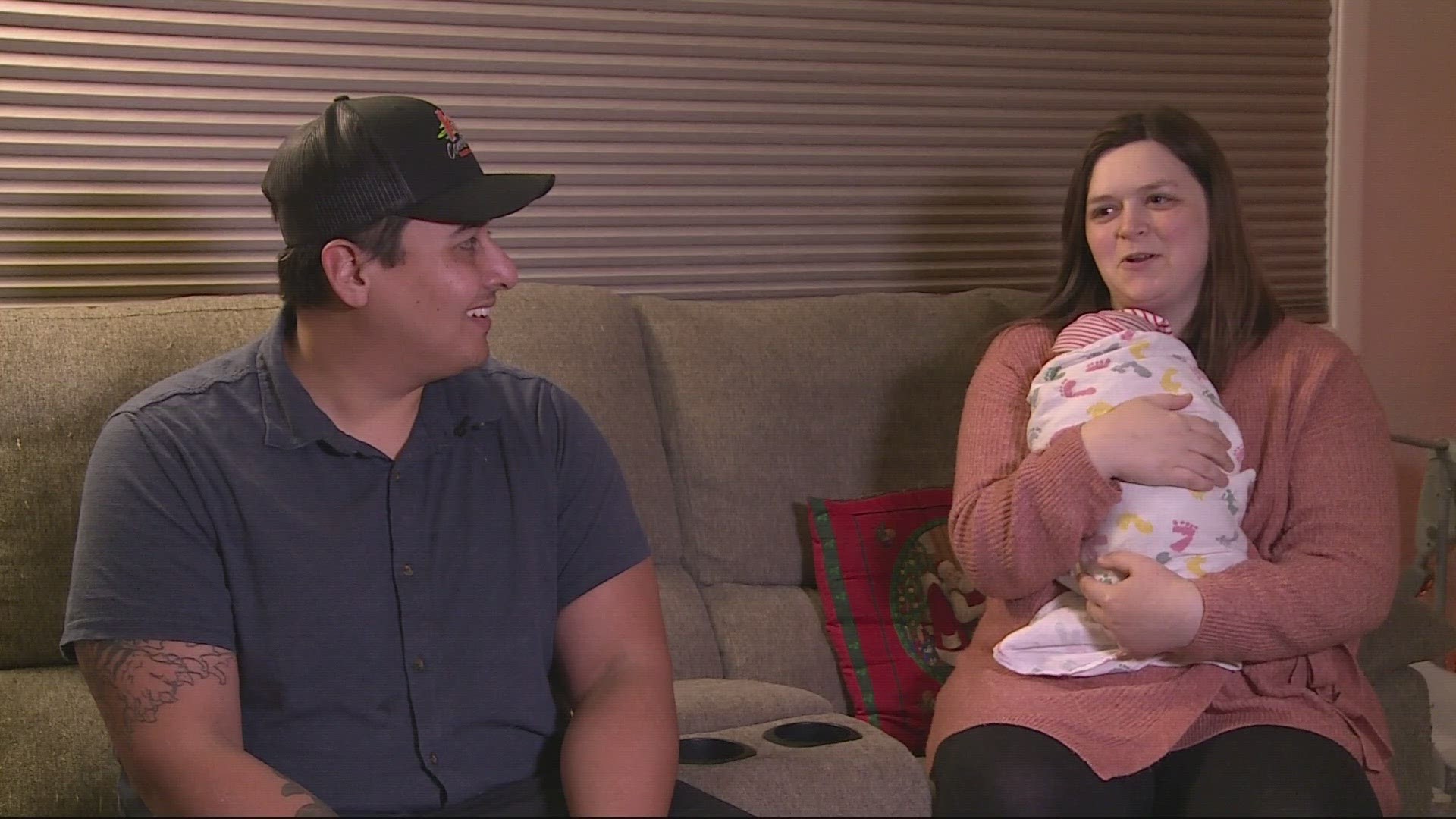 The first-time parents welcomed a baby boy at Legacy Salmon Creek where their Hyundai Elantra was stolen.