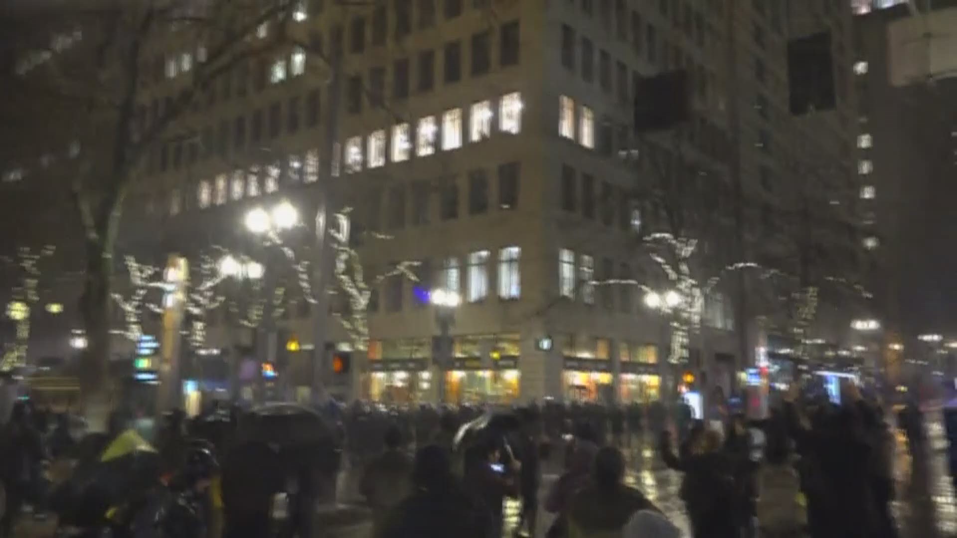 Police deploy flash bangs, gas on protesters