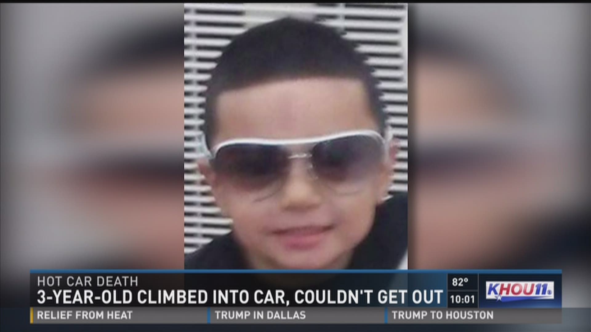 Houston Police said the boy slipped out of the family's home and climbed into the family's car and couldn't get out.