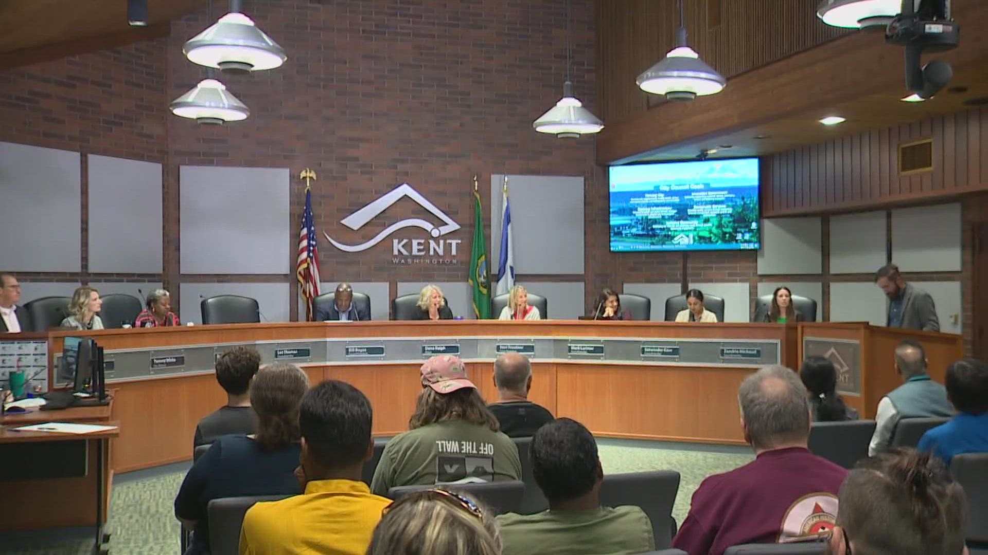 The Kent City Council passed the public camping ban after a rise in complaints from business owners and community members.