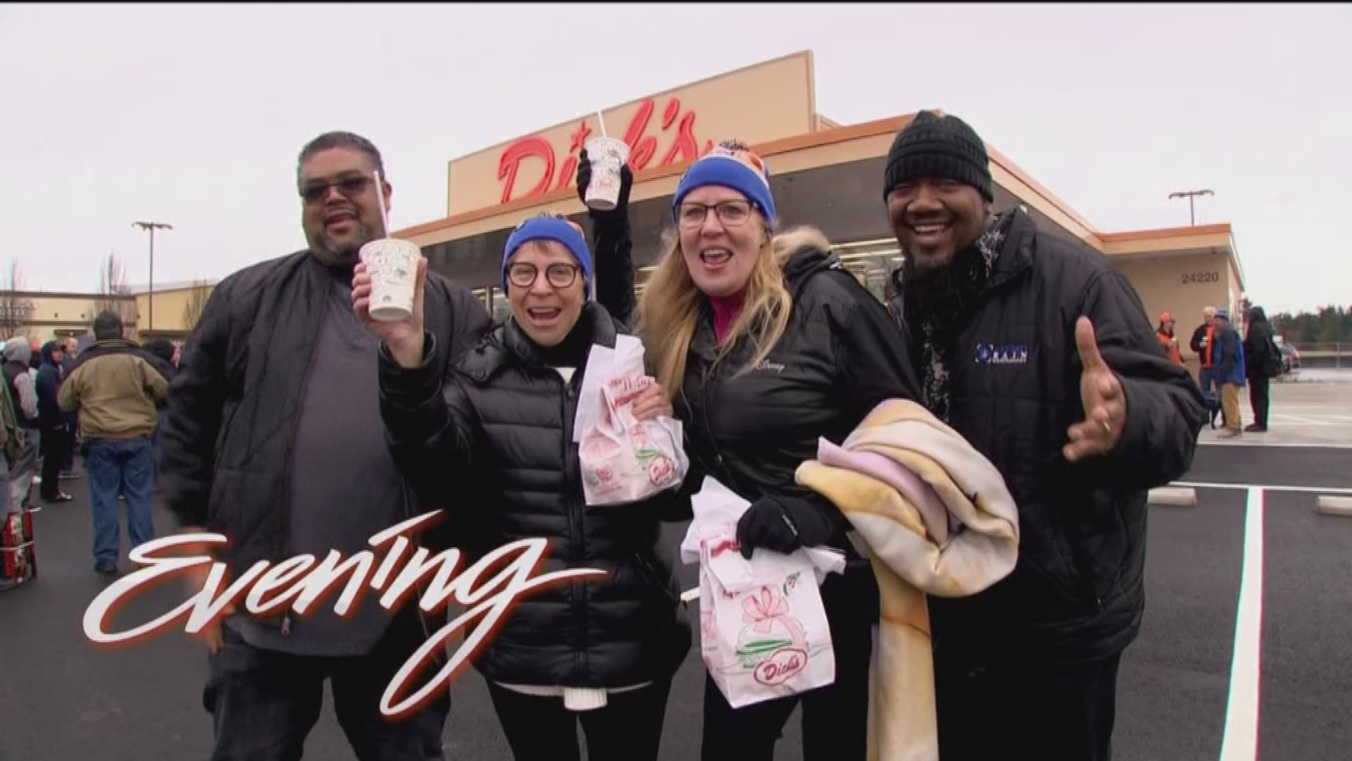 Saint Bryan hosts from the grand opening of the new Dick's Drive-in in Kent.  FEATURING:  The Bus Box,  PontoonWest hot tub boats, Bumpy's Tavern in Puyallup, Weigh-in: Name the new Hockey Team, Cozy Food Round-up,  Kim tries working at Dick's in this thr