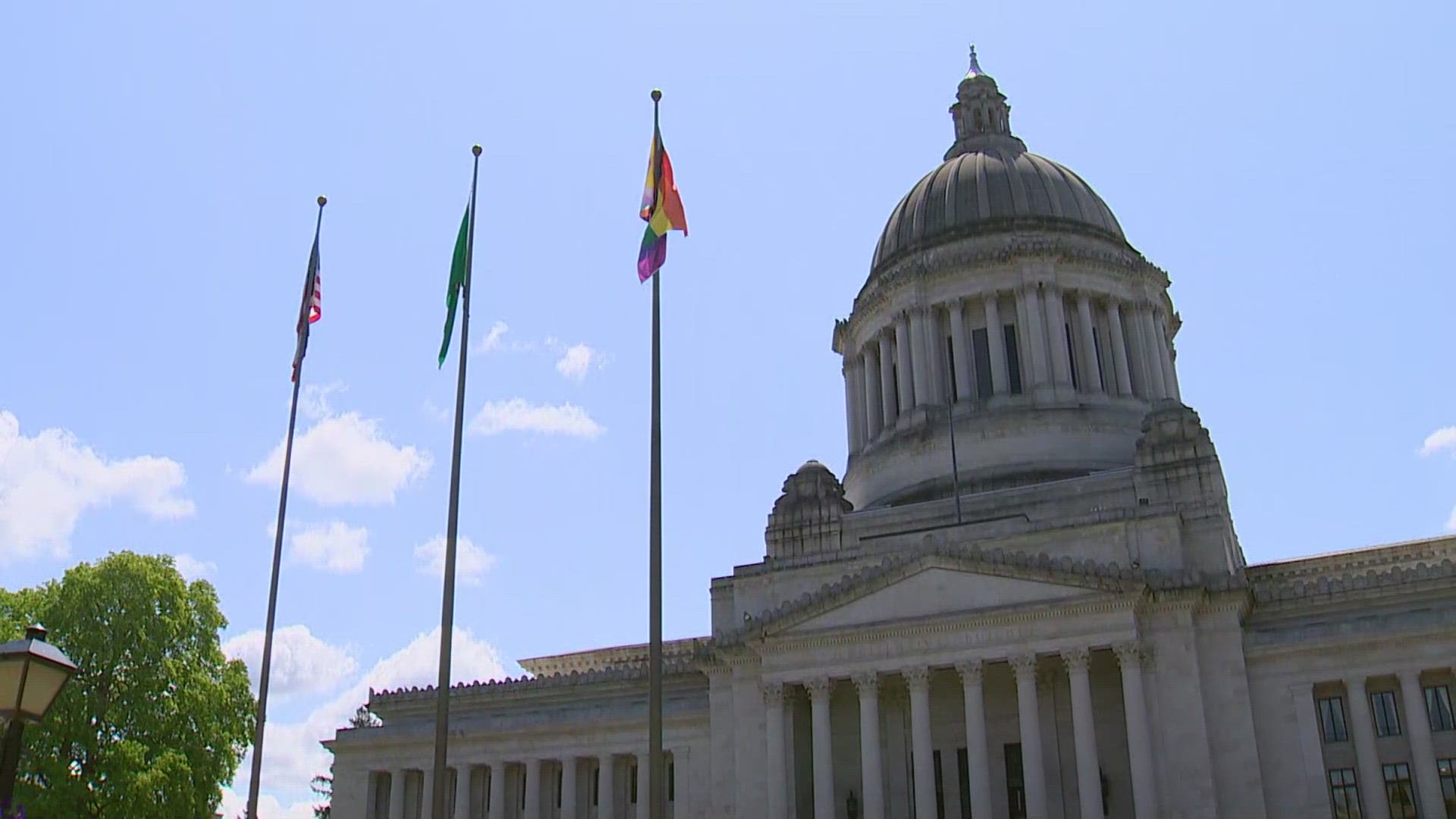 The flag was raised in honor of the first day of Pride Month.