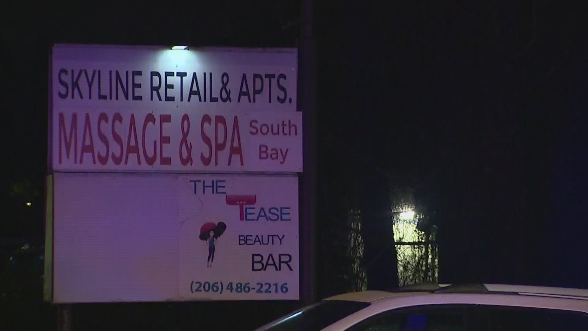 An attempted robbery and shooting that injured a man at an Asian-operated spa in Skyway showed no indication that it was racially motivated, according to KCSO.