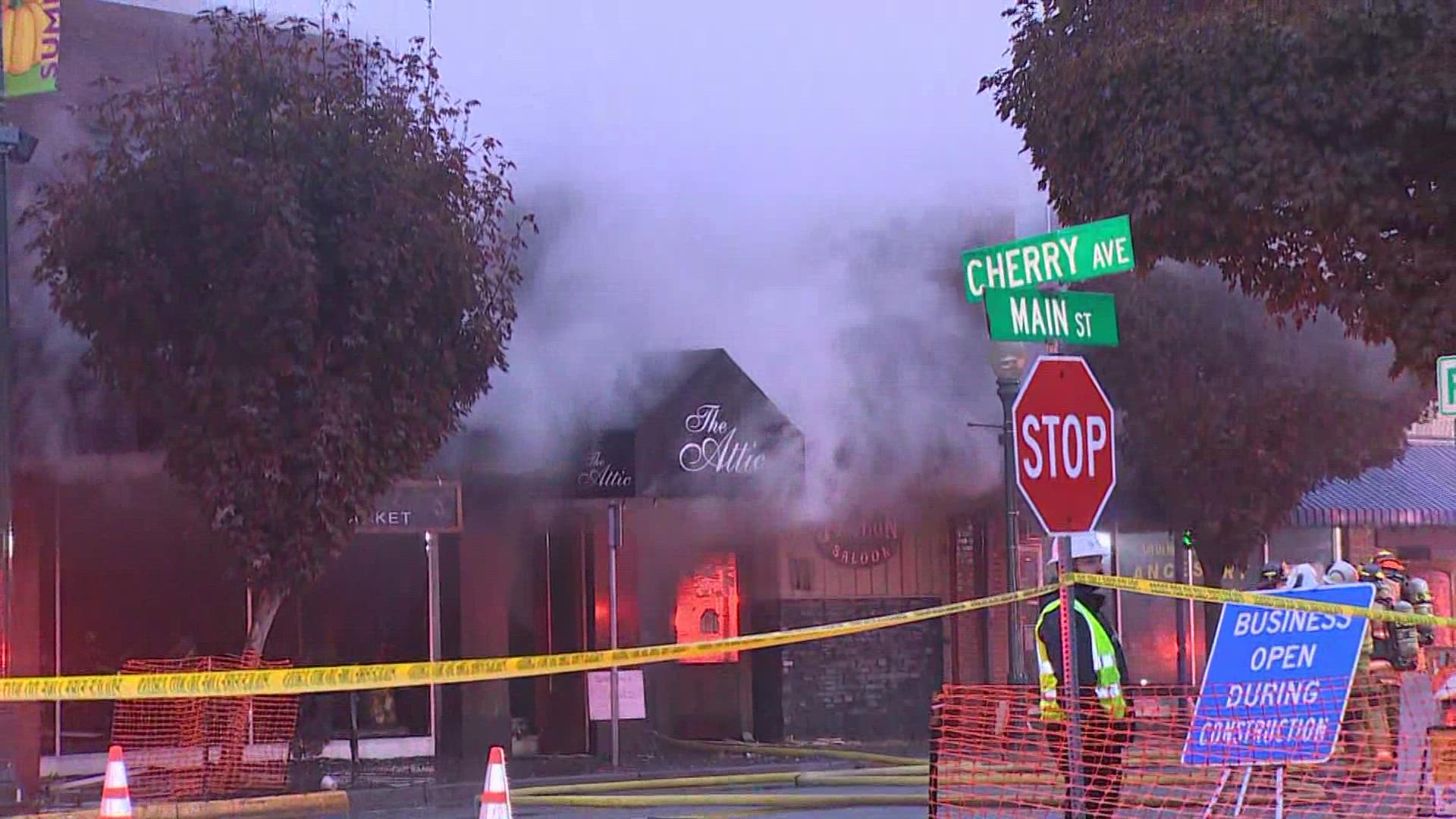 Dozens of fire crews responded to a 3-alarm fire on Main Street in historic downtown Sumner early Friday morning. Fire crews said “multiple” businesses were damaged.