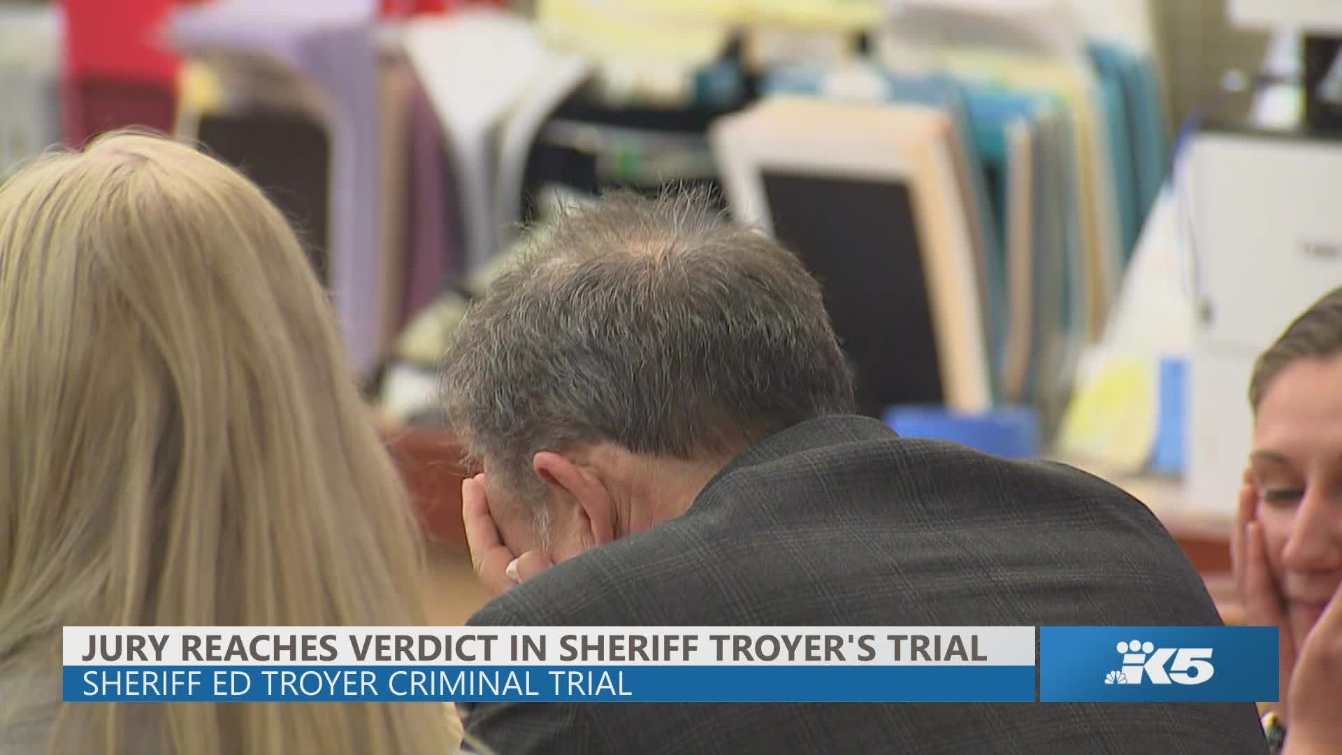 After a 13 day trial, A jury found Pierce County Sheriff Ed Troyer 'not guilty' on both criminal charges.