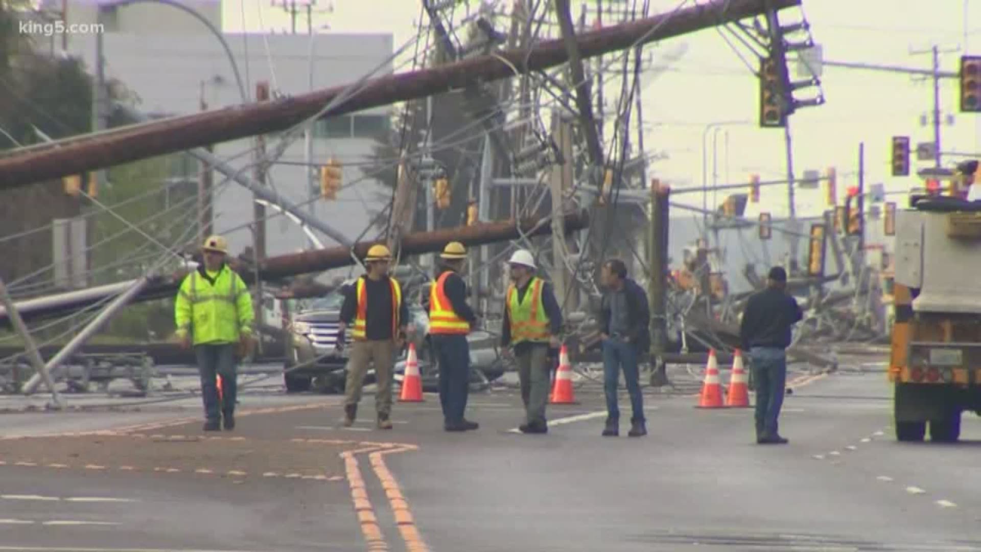 We are getting a look at the moment a power pole came down on a car, trapping two people inside. The release of the video comes as Seattle City Light is preparing to announce which group will investigate what happened and why. KING 5's Micahel Crowe reports.