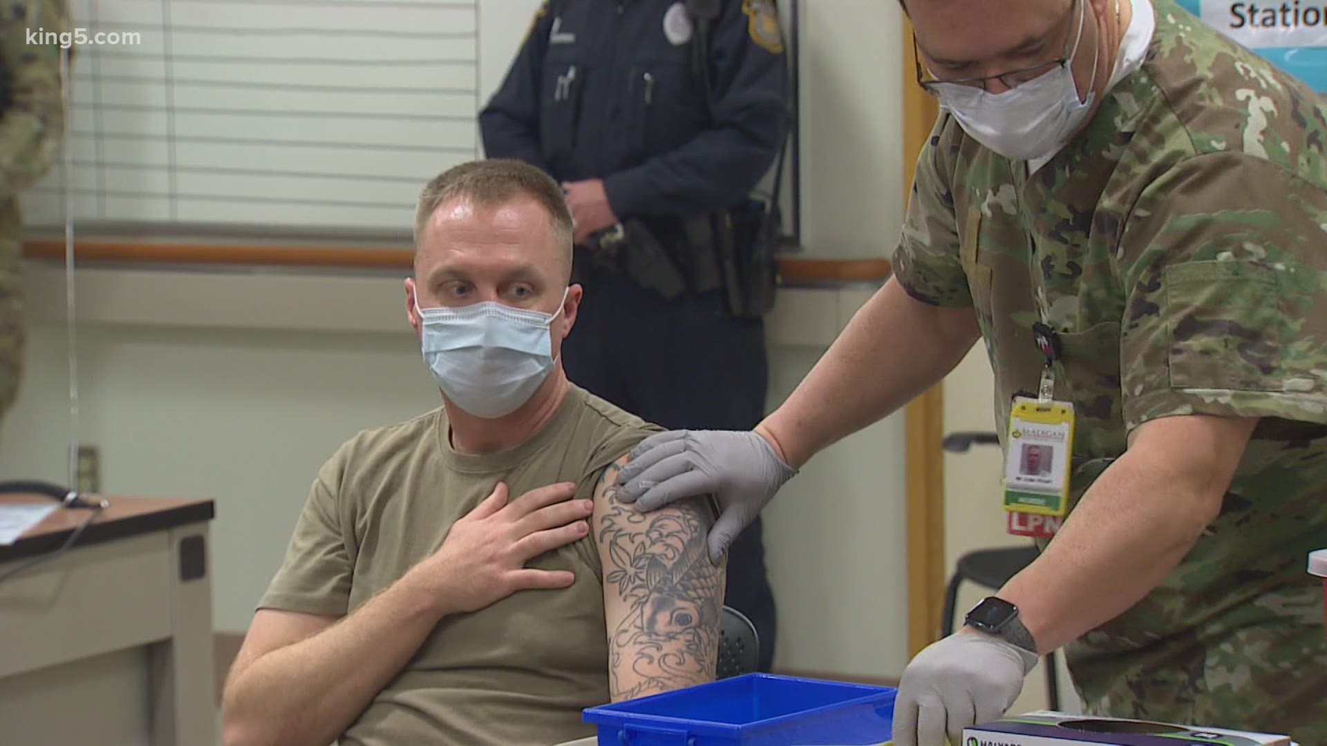 Joint Base Lewis-McChord was one of the first US military bases to receive the vaccine.