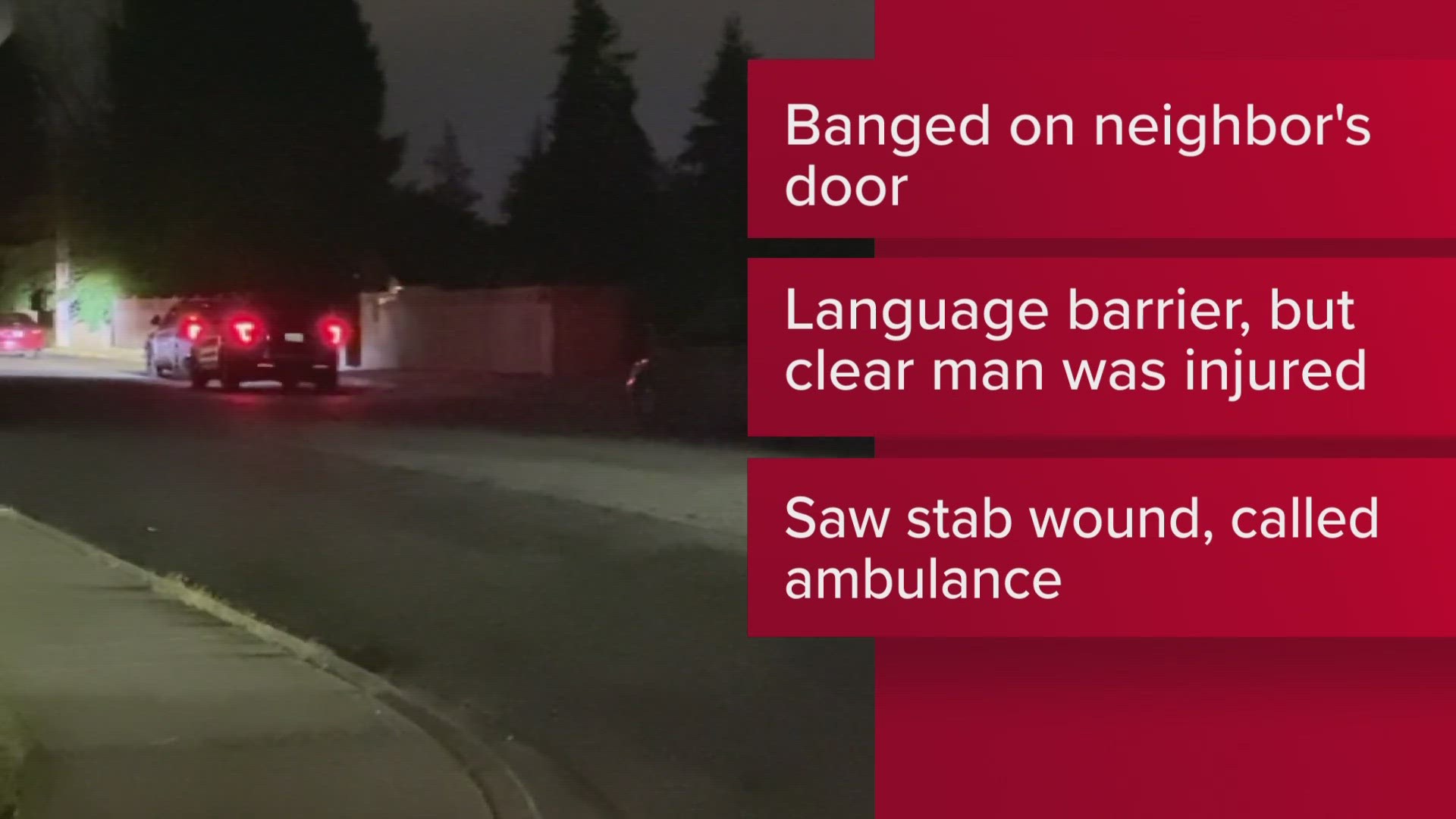 Police say the 47-year-old man was stabbed in Kent before he sought out help at a house on 22nd Avenue South and South 252nd Street.