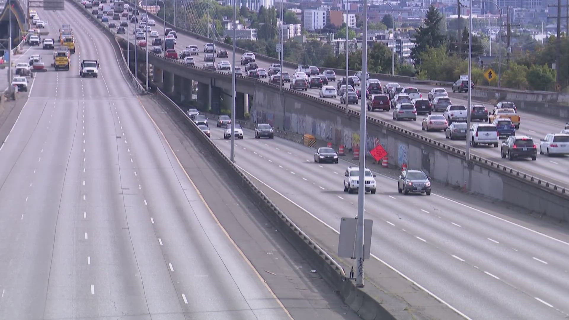 I-5 closure through downtown Seattle snarls traffic | king5.com