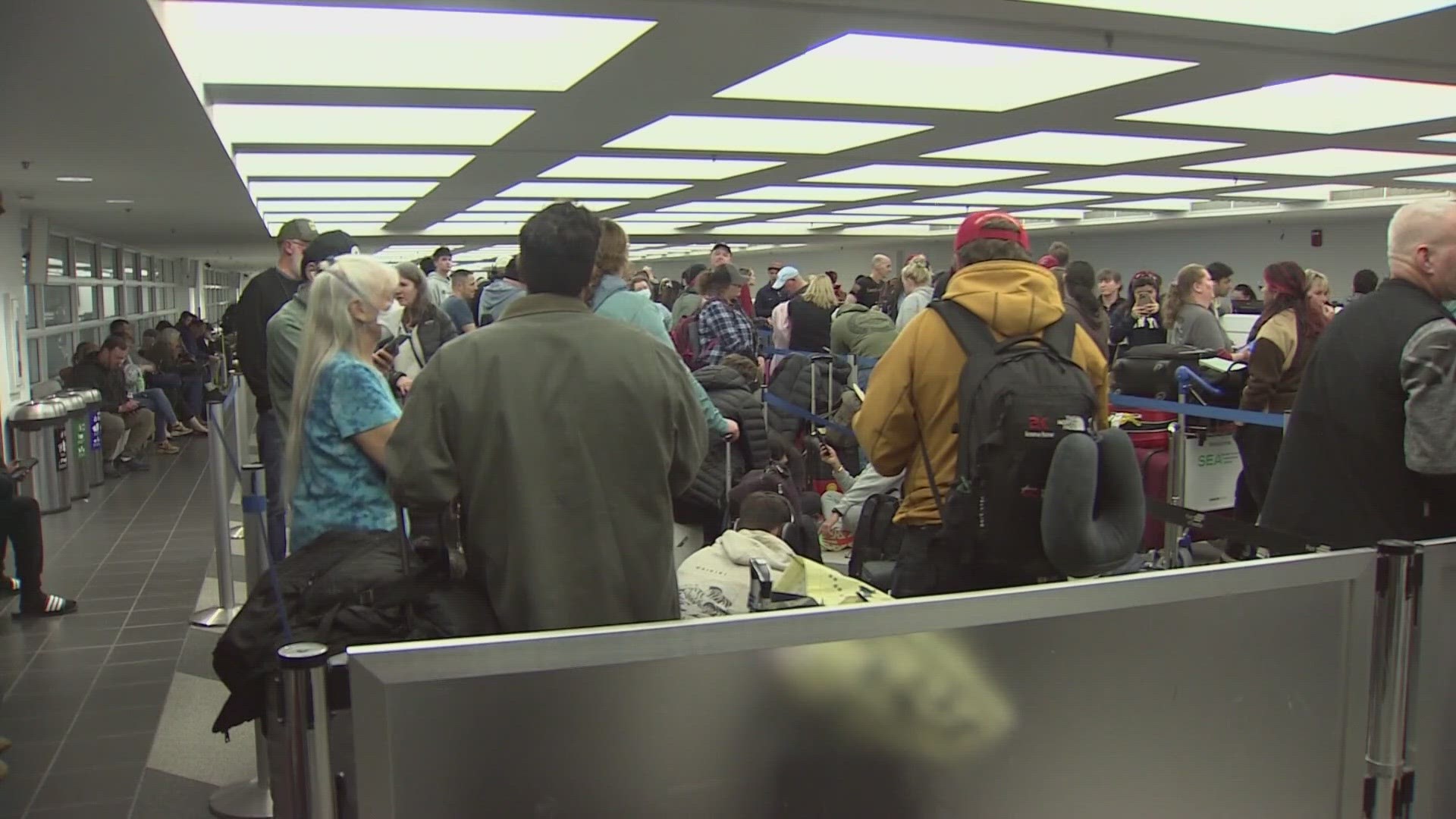 Travelers wait hours to rebook after nearly 80 Alaska Airlines flights
