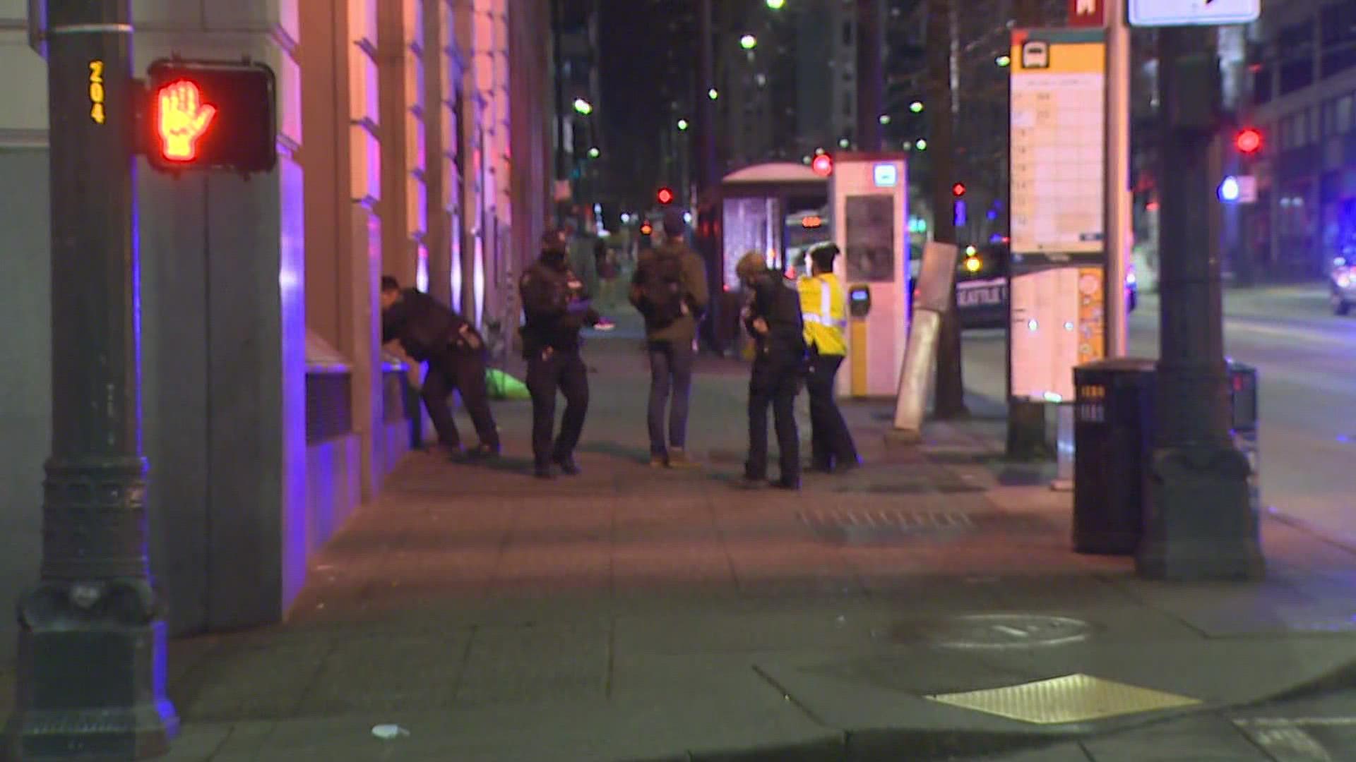 A man was hospitalized after being shot in the area of 3rd Ave. and Cherry St. near the King County Courthouse