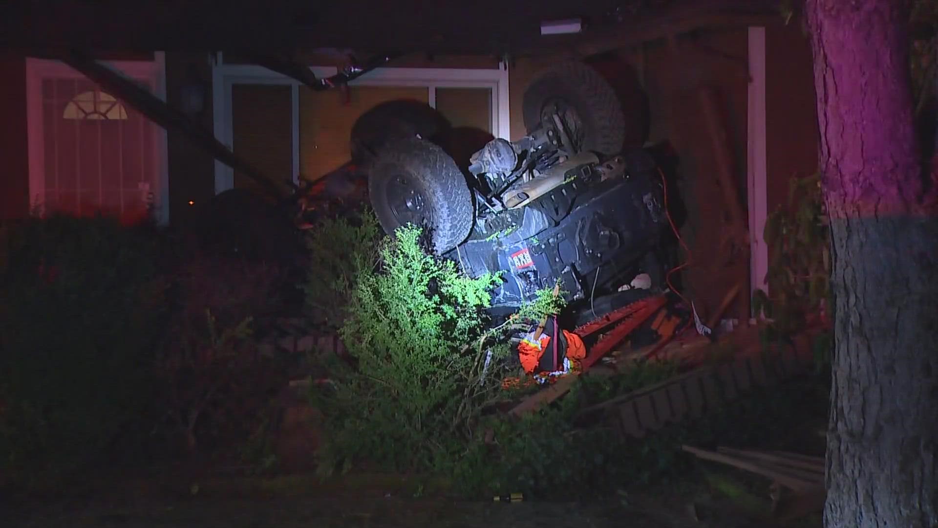 Deputies say the Jeep hit a ditch and lost control. They do not believe the driver was impaired in any way.