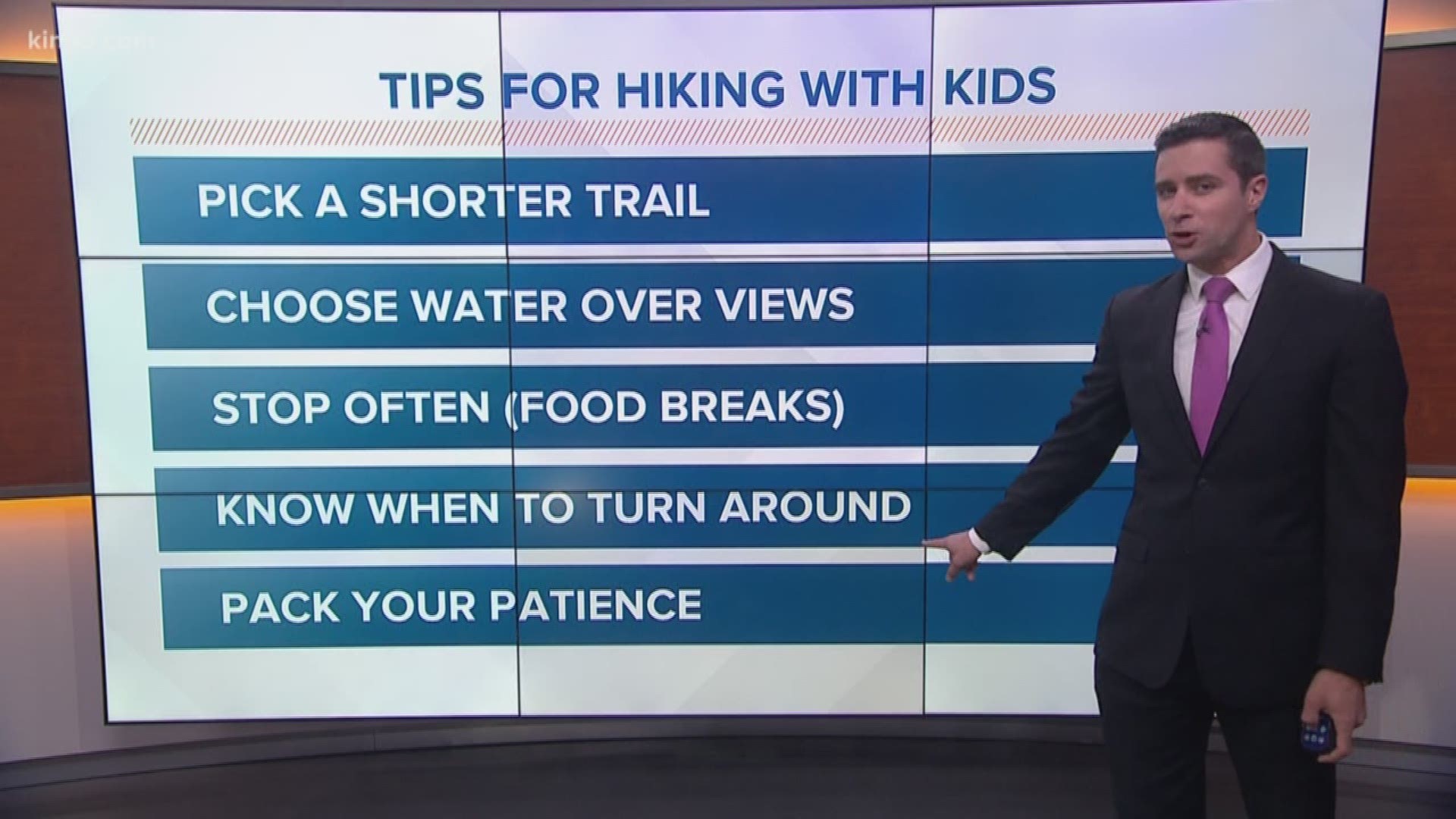 KING 5's resident hiking expert Ben Dery has some tips for taking your little ones along on a hike as well as some kid-friendly hikes around Washington.
