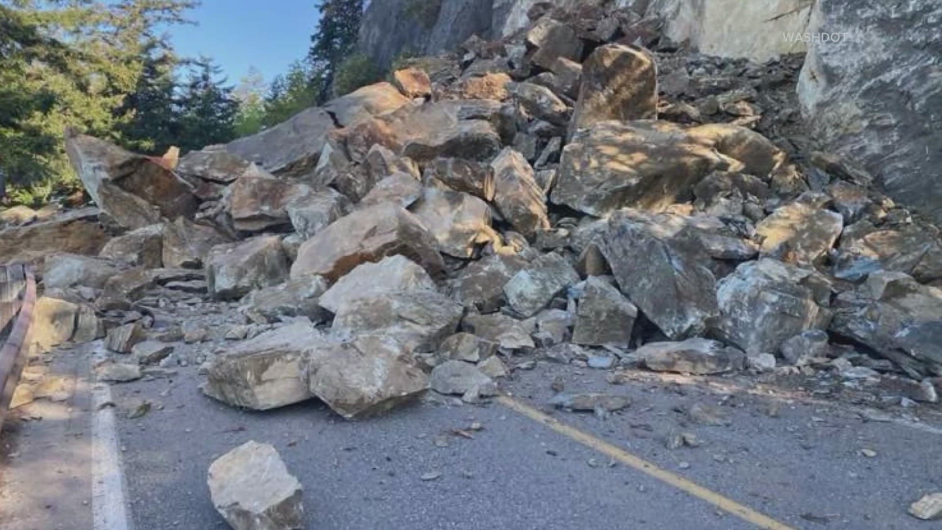  A scenic state route near Bellingham is fully blocked after a rockslide Tuesday morning.