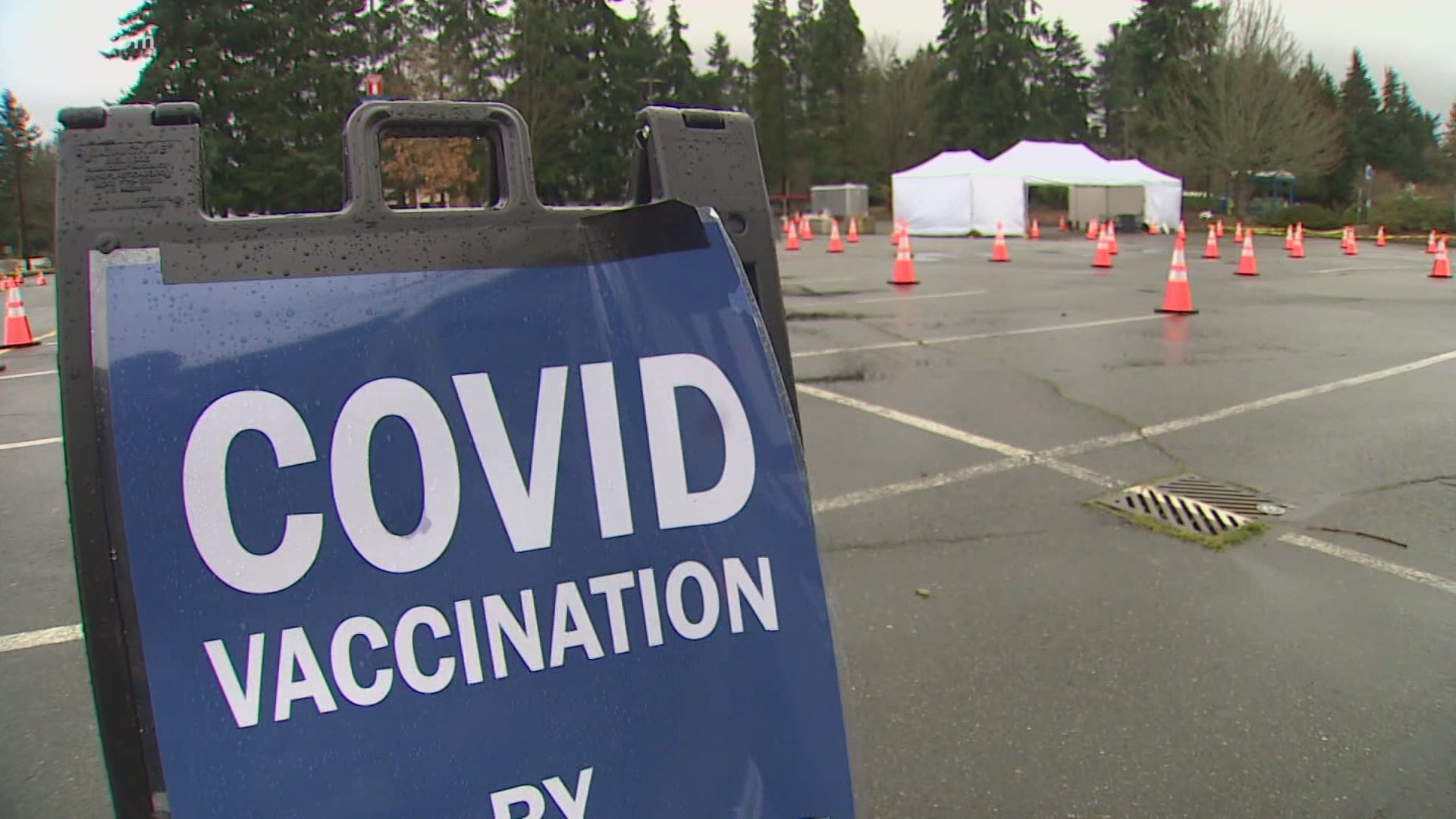 Several vaccine clinics in Washington had to cancel appointments after 90% of the state's vaccine shipments were delayed because of inclement weather.