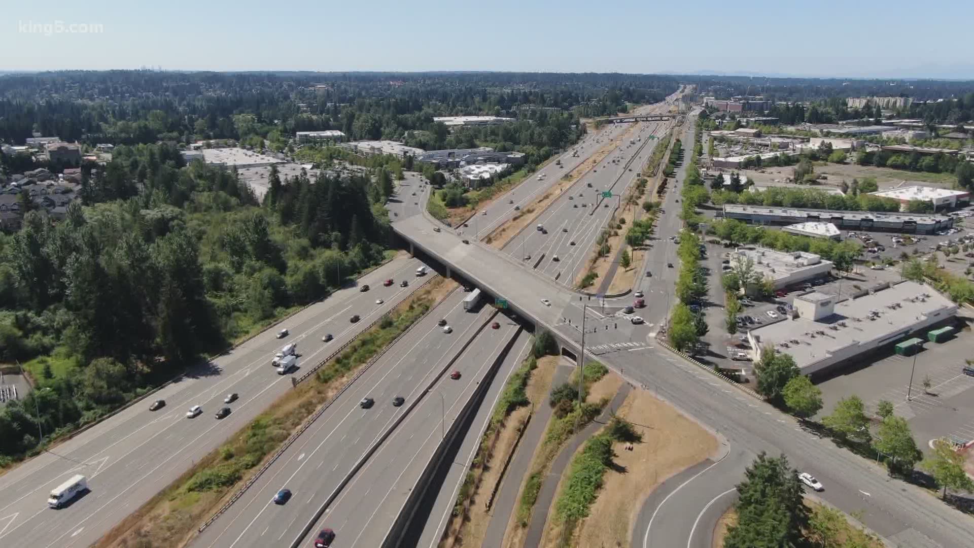 Washington traffic hasn't come back to 2019 levels. State Route 520 is down 40% and Interstate 90 is off 20%.