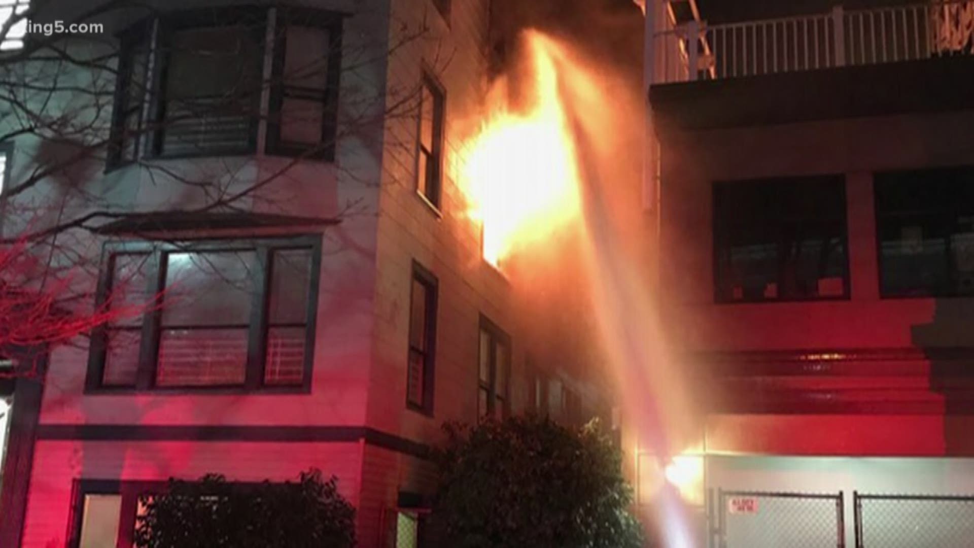One person died in an overnight apartment fire on Yesler Way in Seattle.