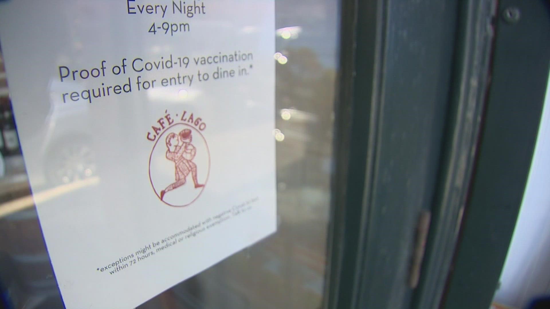Diners must show proof of vaccination or a negative COVID-19 test to eat indoors at King County restaurants come October. Café Lago's staff says it's about time.
