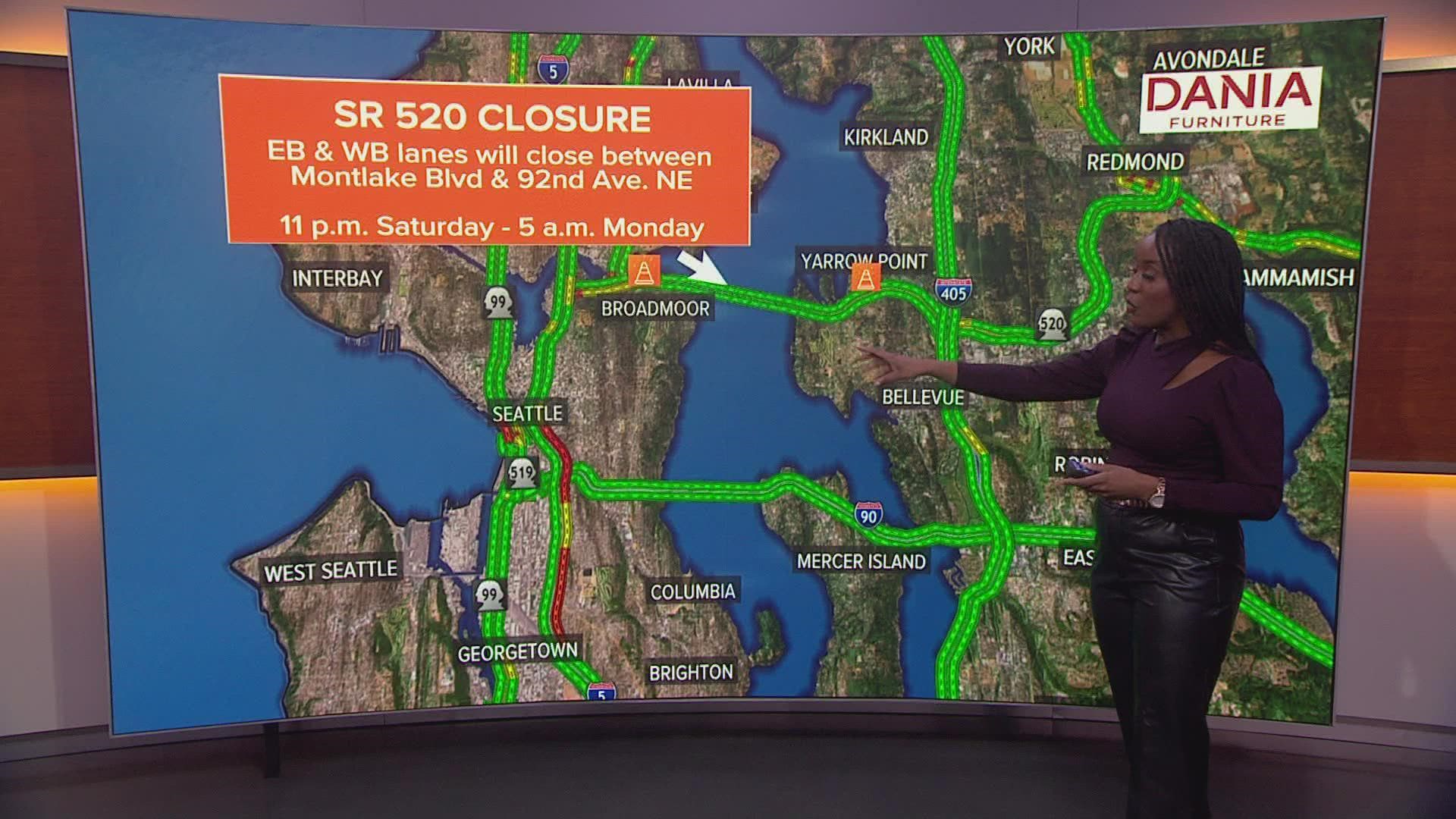 The highway closures begin at 11 p.m. on Friday.
