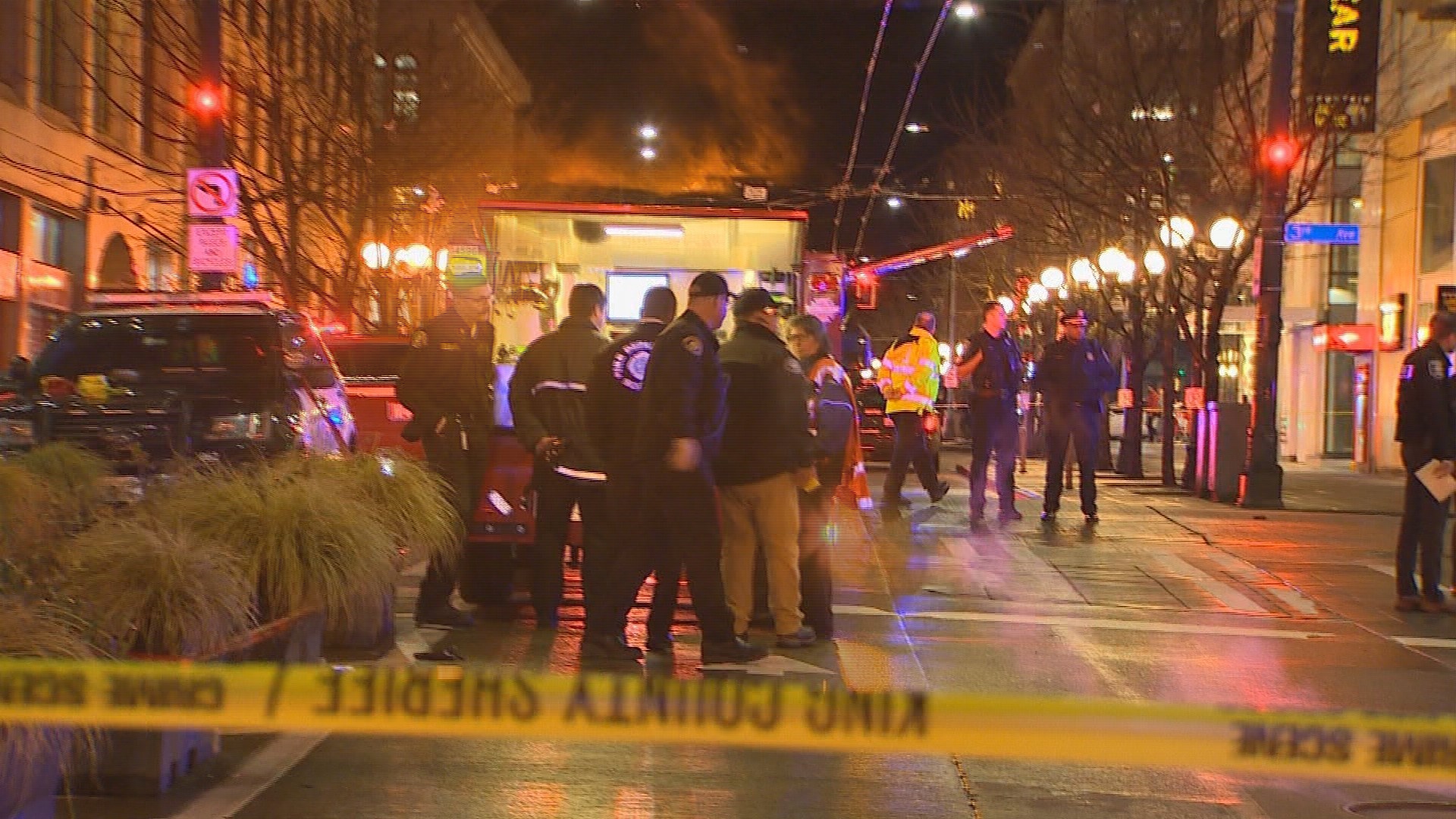 One woman is dead and seven other people were hurt in a shooting in downtown Seattle Wednesday evening. No suspects are in custody.