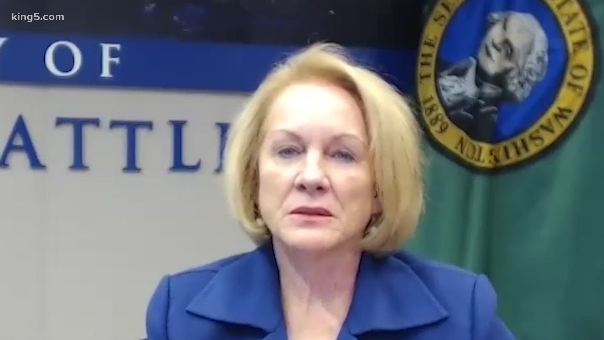 Seattle Mayor Jenny Durkan reacts to the city council’s override of her police funding vetoes and says it isn’t time to search for a new police chief yet.