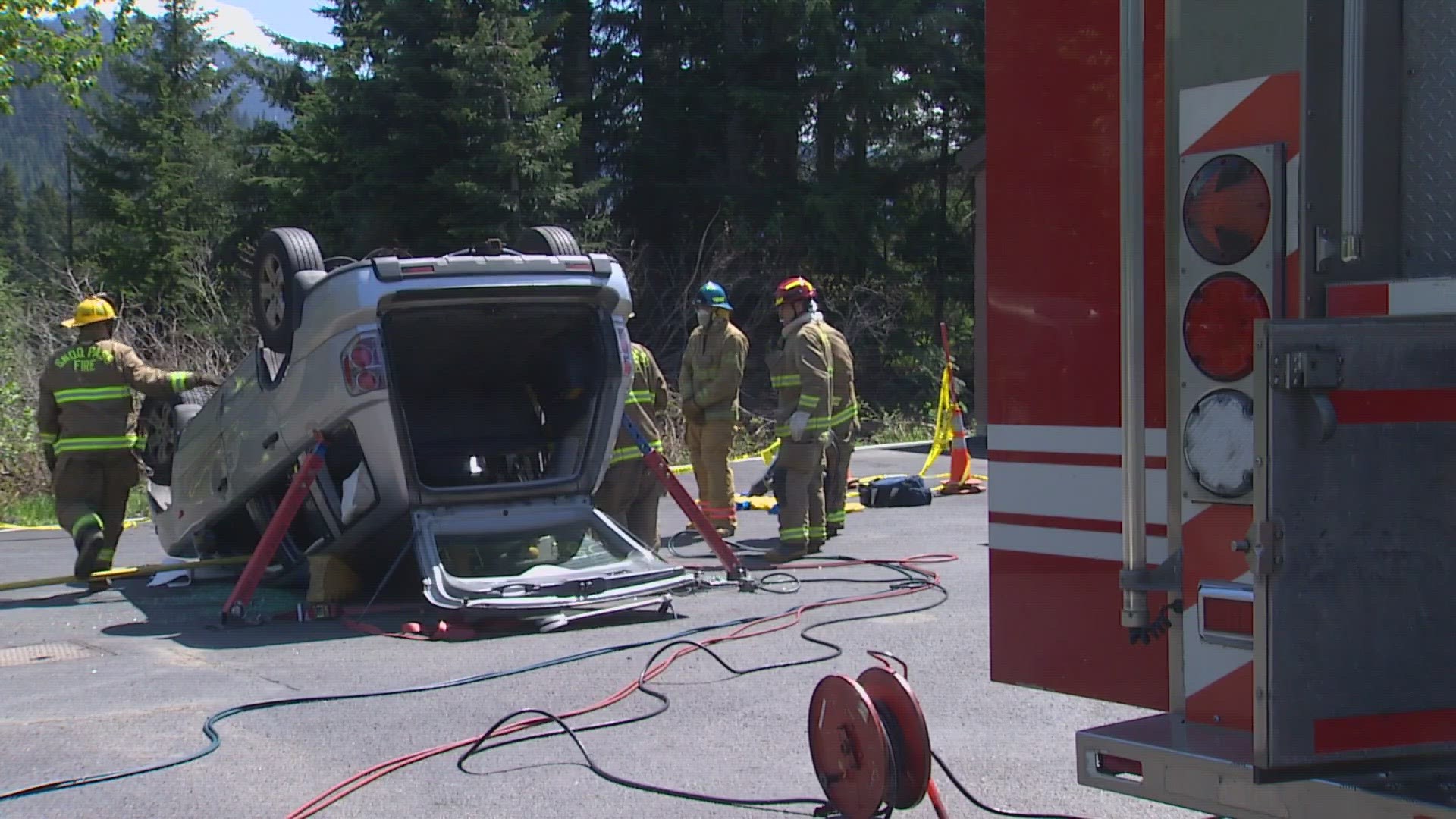 Snoqualmie Pass Fire and Rescue held an extrication training to prepare for crashes that involve their crews having to cut people out of cars.