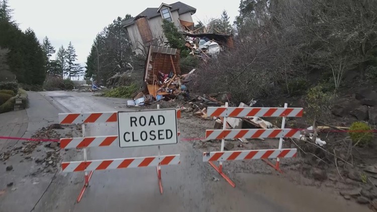 Drone footage of Bellevue landslide on Jan. 19
