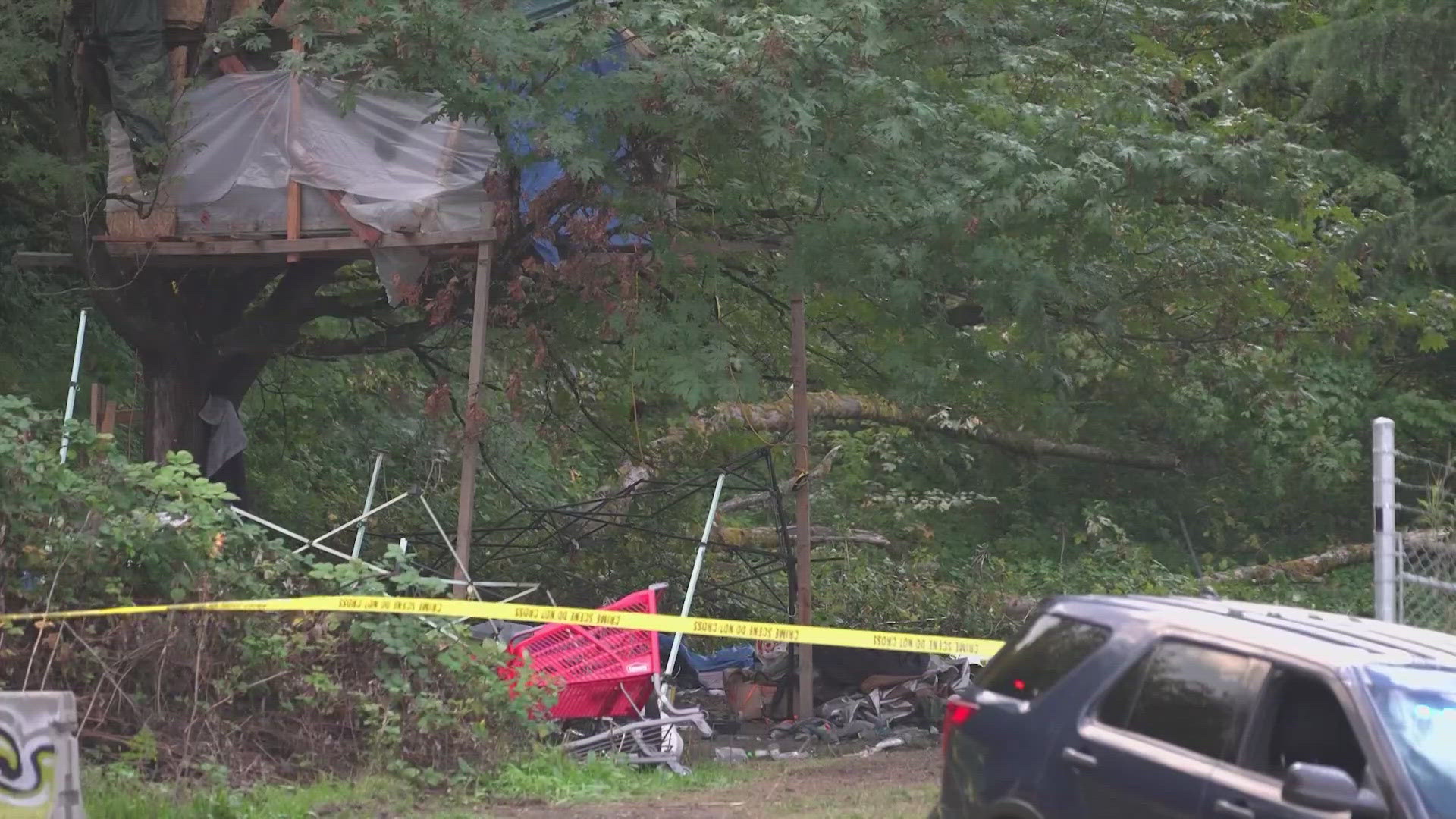 Washington State Patrol said the remains were found when the camp was being clear on Friday, Sept. 27. A homicide investigation is underway.